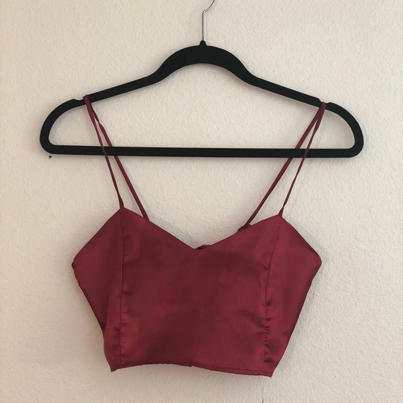 Purr melrose satin red tie back top - Picture 4 of 8